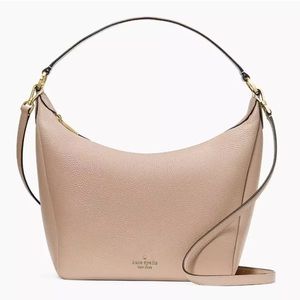 New Kate Spade Leila Hobo Shoulder Bag Pebble Leather Warm Beige